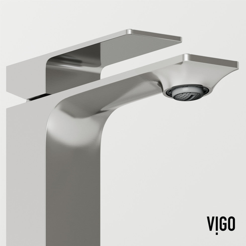VIGO Dunn 6" H Single Handle Single Hole Bathroom Faucet, Brushed Nickel, Without Extras