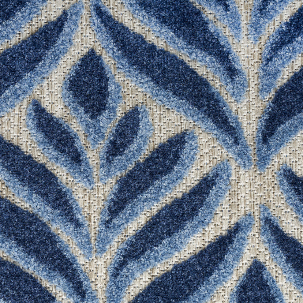 Nourison Aloha 7'10" Round Blue Tropical Area Rug