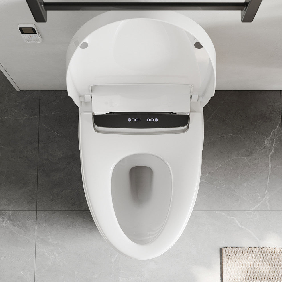 Modern Smart One-Piece 1.28 GPF Floor Mount Automatic Toilet and Bidet with Seat, White, Standard