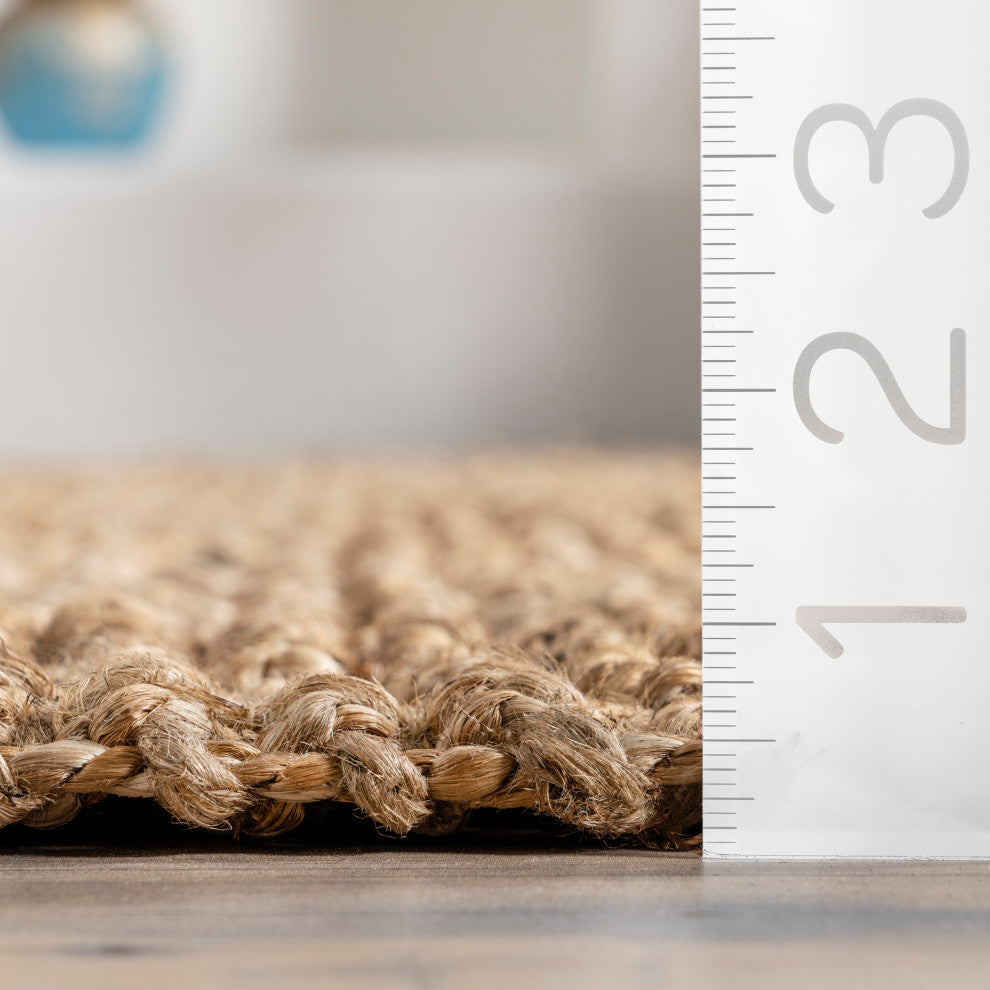 Nuloom Fringe Handwoven Jute Area Rug, Natural 6'x9'