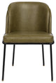 Jagger Vegan Leather Upholstered Dining Chair, Set of 2, Olive, Matte Black Finish