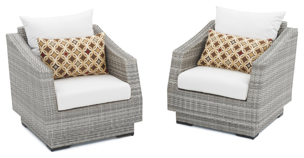 Cannes 2 Piece Aluminum Outdoor Patio Club Chairs, Cream