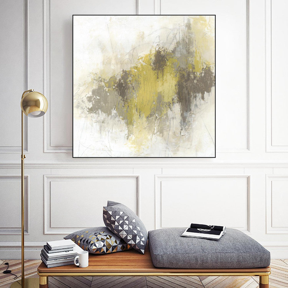 "Saffron Abstract I" Framed Canvas by Giant Art 20"x20"