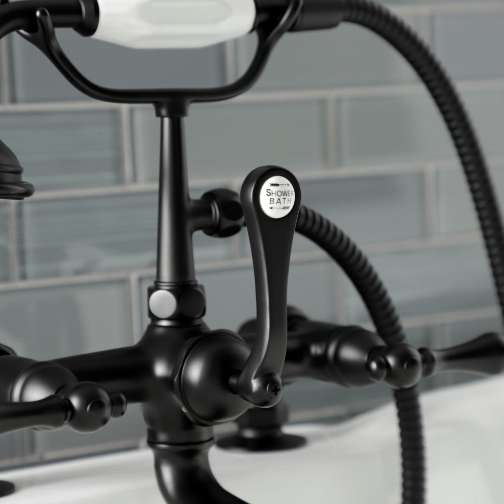 AE203T0 7" Tub Faucet With Hand Shower, Matte Black
