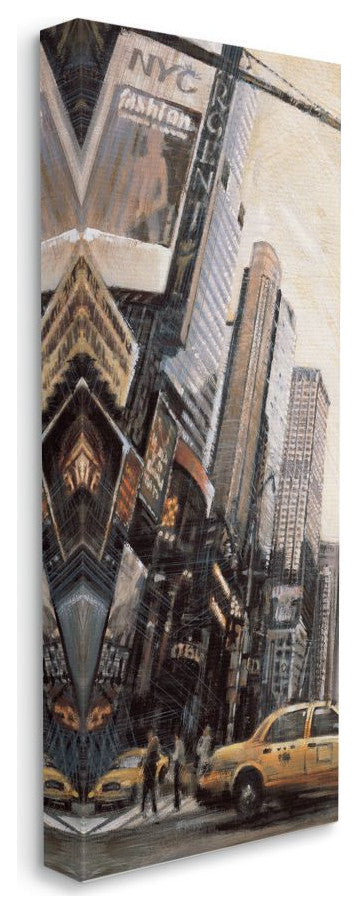 New York City Street Cityscape Painting, 13"x30"