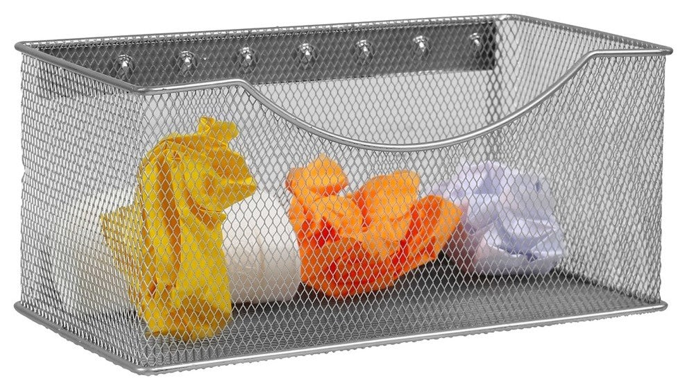 Ybm Home Wire Mesh Magnetic Basket, Silver 11"x5.5"x5"