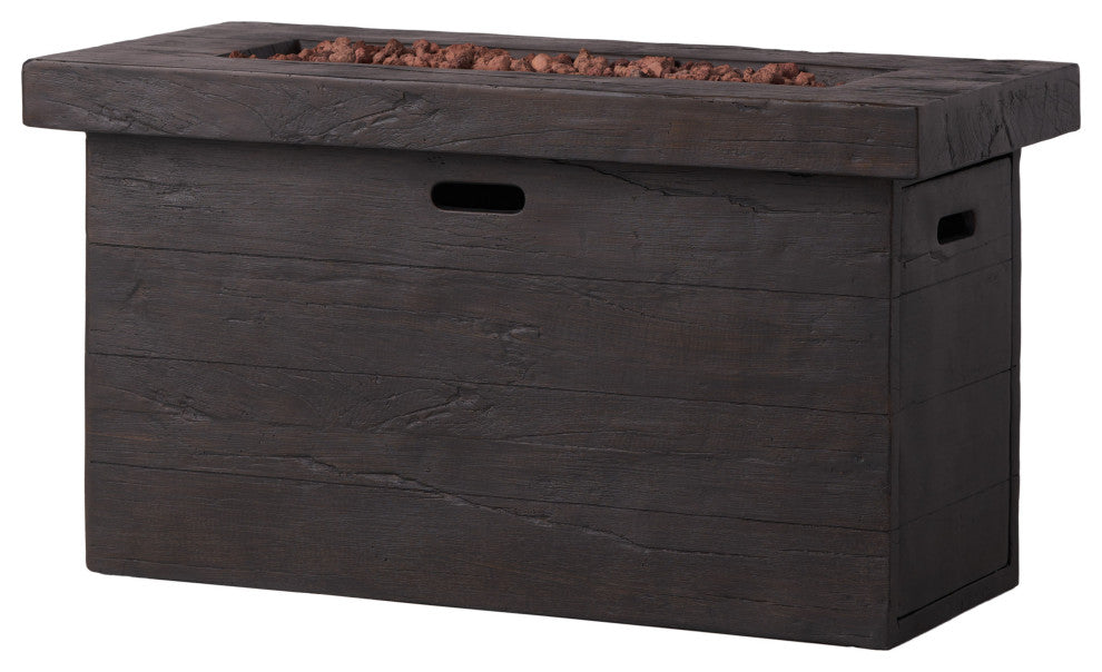 GDF Studio Crawford Outdoor Rectangular Fire Pit, Brown