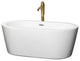 60" Freestanding Bathtub, White, Chrome Trim, Floor Mounted Faucet, Gold