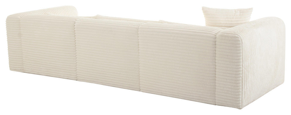 Tarra Fluffy Oversized Corduroy Modular Sectional, Cream, Raf