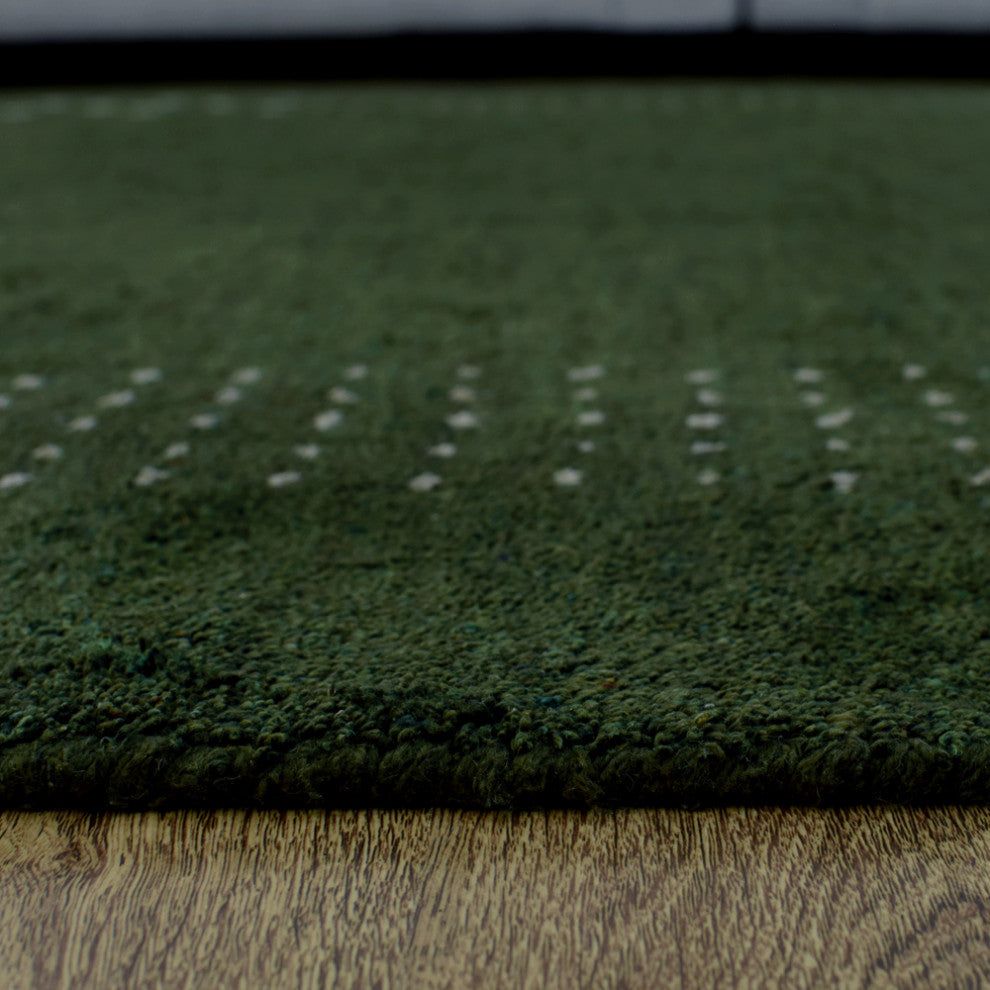 HAND KNOTTED LOOM SILK ECO-FRIENDLY AREA RUG -5'x8',Rectangle,Green,Contemporary