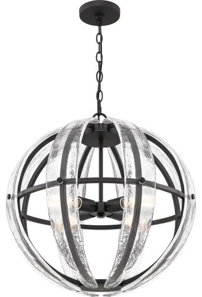 Quoizel QOP5179MBK Four Light Pendant, Matte Black Finish