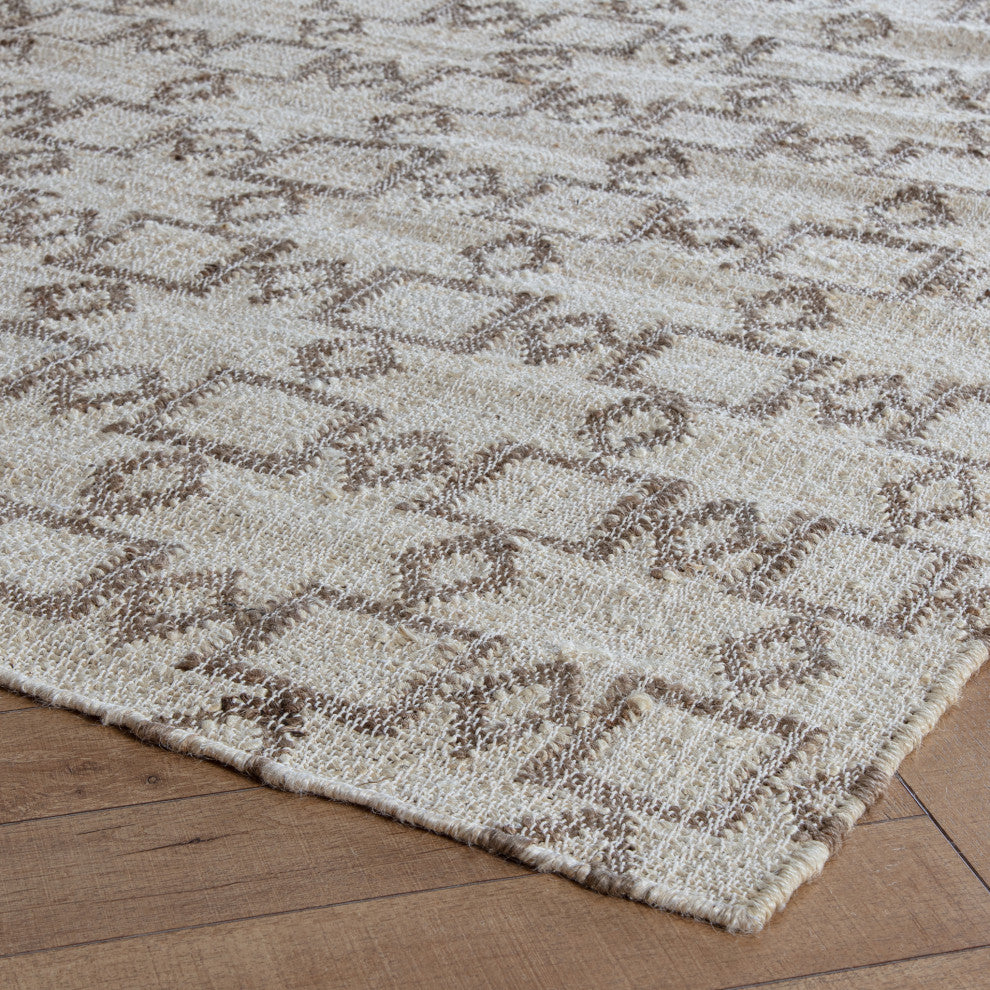 5' x 8' Colmar Ivory and Brown Ogee Flatweave Area Rug