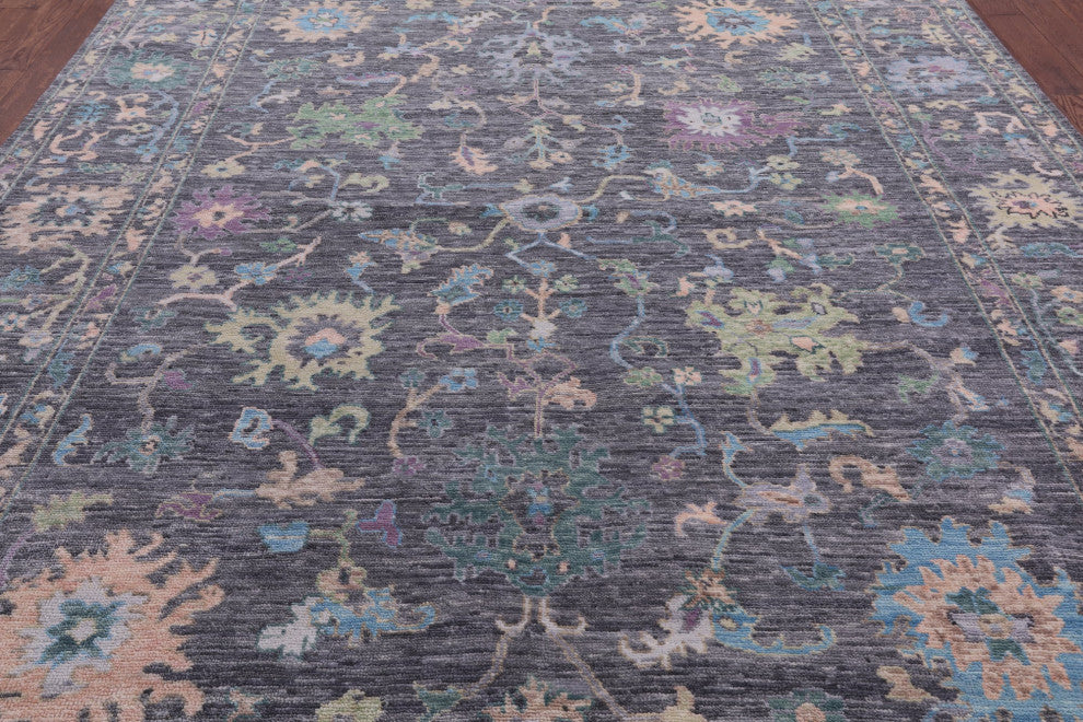 9' 3" X 12' 2" Hand-Knotted Turkish Oushak Wool Rug - Q13387