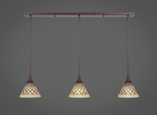 Stem 3-Light Pendalier with Hang Straight Swivel, Bronze/Chocolate Icing