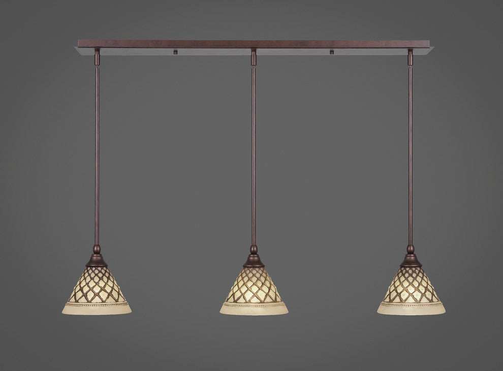 Stem 3-Light Pendalier with Hang Straight Swivel, Bronze/Chocolate Icing