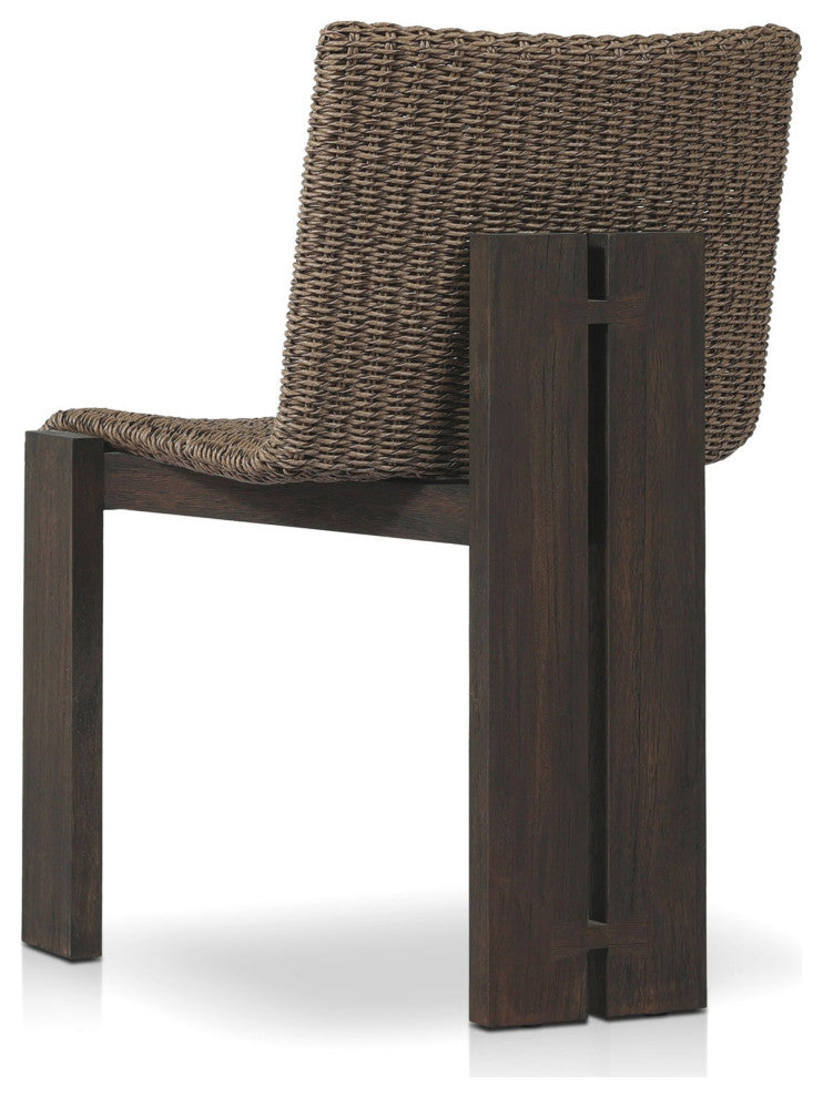 Roxy Outdoor Dining Chair Faux Dark Hyacinth, Stained Saddle Brown Fsc