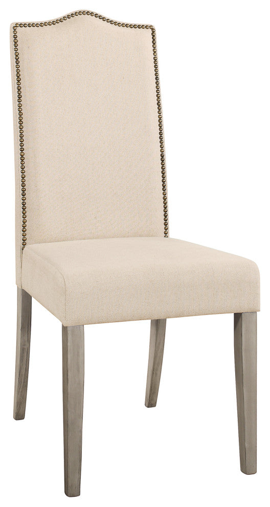 Emily Nailhead Parsons Upholstered Chair, Weathered Gray/Cream