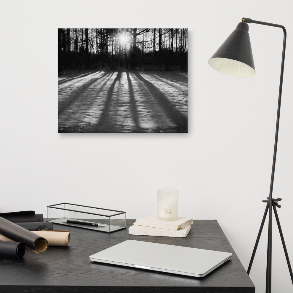 Primitive Wall Decor: Black & White Canvas Photo Print Winter Shadows, 16" X 20"