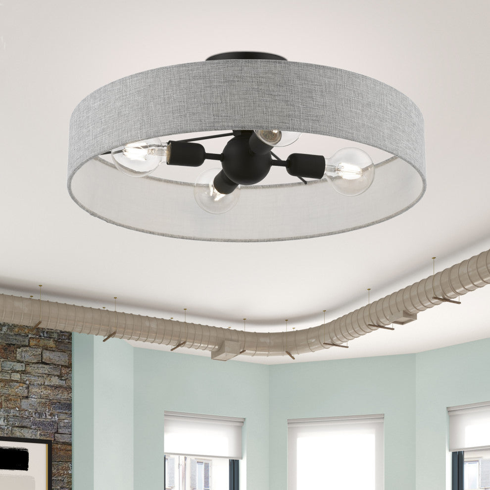 Elmhurst 4 Light Black Large Semi-Flush