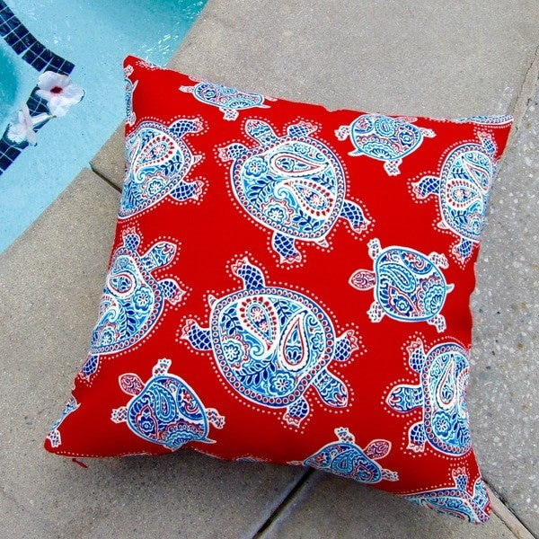 Outdoor Kids Red Sea Turtles 18x18 Throw Pillow, One Pillow Only, Pillow Cover O