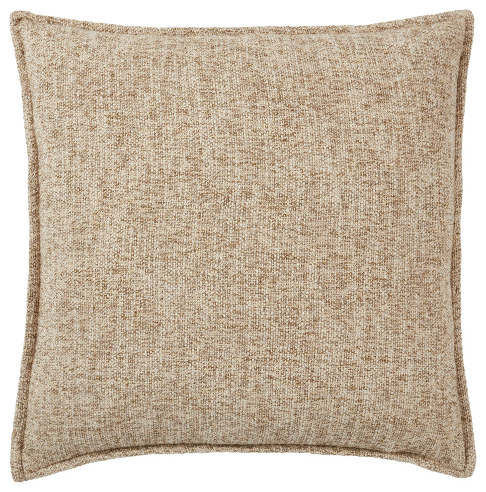 Jaipur Living Enya Solid Brown/Cream Down Pillow 22" Square