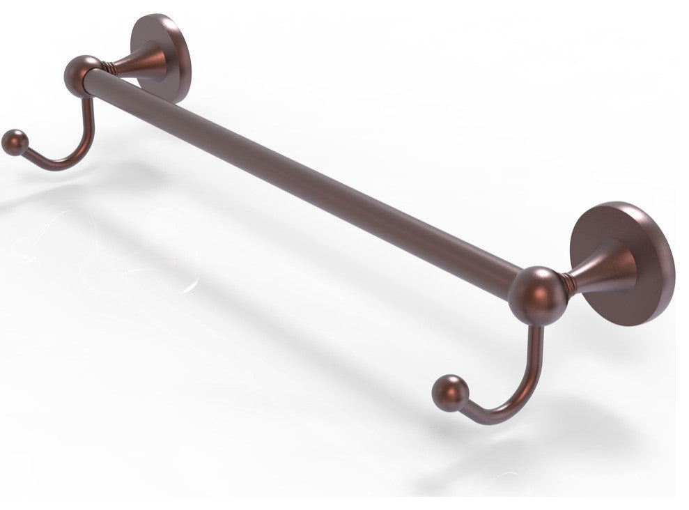 Shadwell 30" Towel Bar with Integrated Hooks, Antique Copper