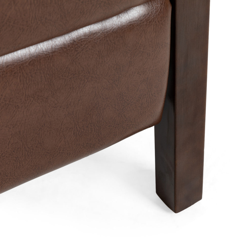 Miramichie Mid Century Modern Faux Leather Recliner, Dark Brown/Dark Espresso