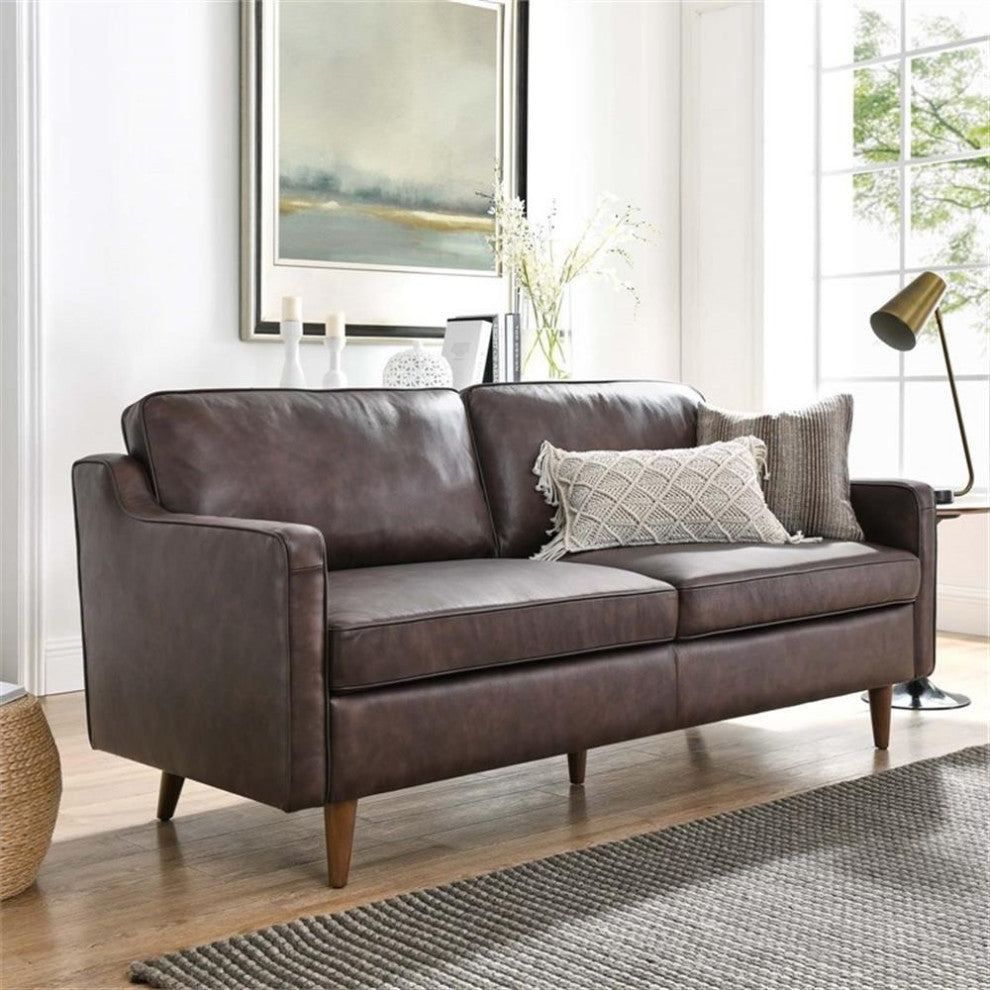 Impart Genuine Leather Sofa, Brown