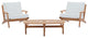 Saratoga 3 Piece Outdoor Patio Teak Set, Natural White