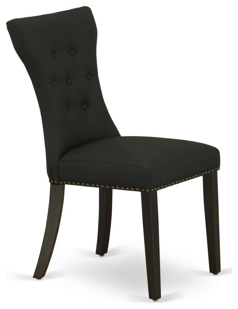 5Pc Small Dining Set - 4 Upholstered Chairs, Table Wood Frame -High Back & Black