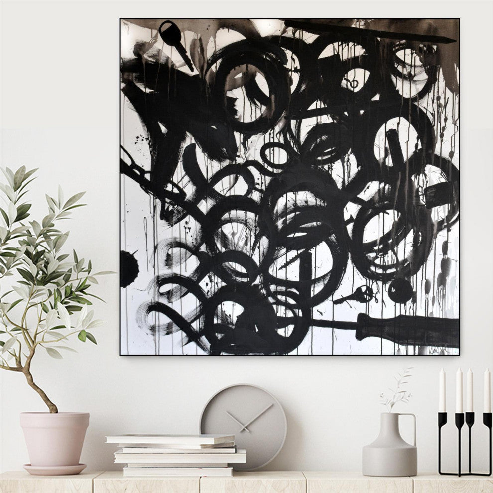 "Junk Drawer" Framed Canvas by Giant Art 20"x20"