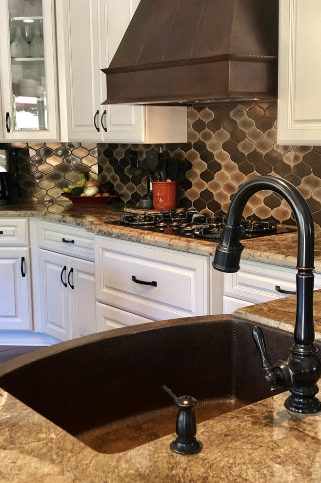38" Hammered Copper Wall Mounted Euro Range Hood With Screen Filters