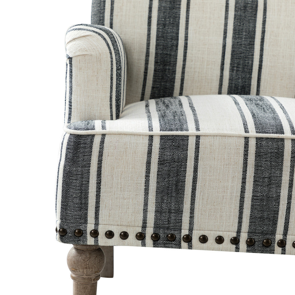 Comfy Living Room Armchair With Stripe Design Set of 2, Black