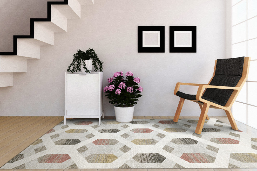 Avenue 3403-6111 Ivory And Multi Area Rug, 7.10"x11.2"