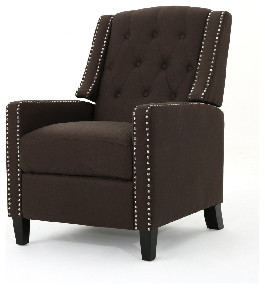 GDF Studio Ingrid Tufted Back Fabric Recliner Chair, Coffee