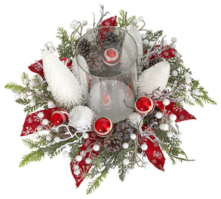 15" Holiday Lighted Forest Candle Holder Table Christmas Artificial Arrangement