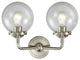 2-Light Beacon 14" Sconce, Brushed Satin Nickel, Glass: Seedy