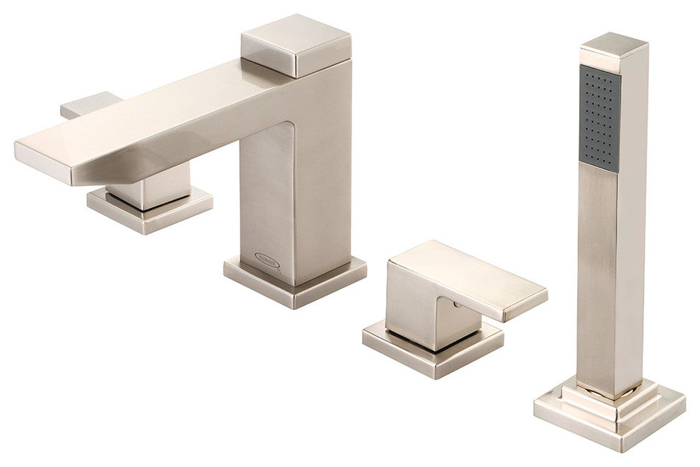 Two Handle Roman Tub Set With Handheld Showerhead, Pvd Brushed Nickel
