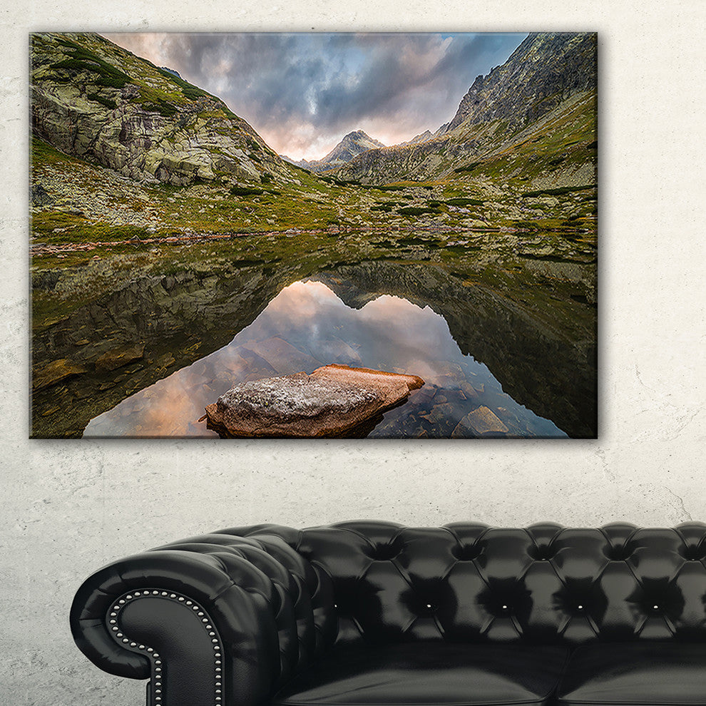 "Mountain Lake Over Skok Waterfall" Wall Art, 32"x16"