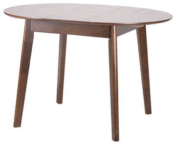 Extendable Round Dining Room Table, Modern Solid Wood, Medium Brown