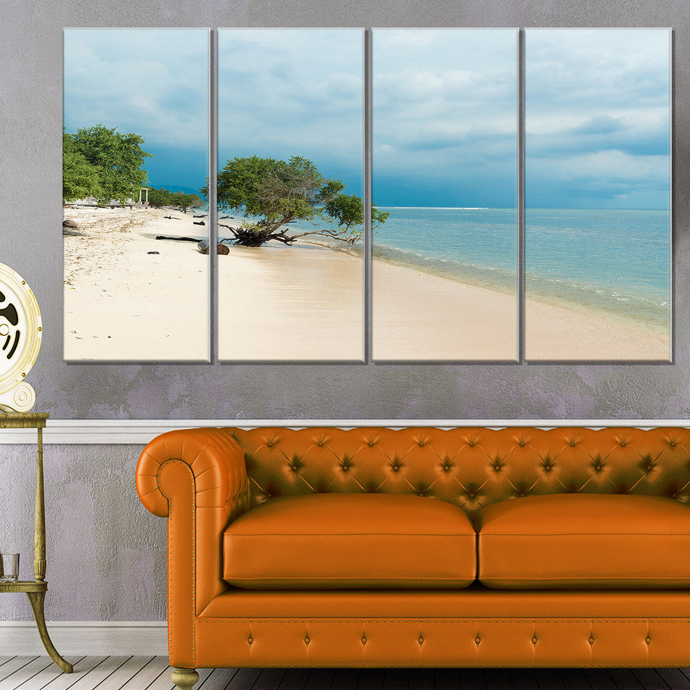 "Beautiful Coastline in Indonesia" Modern Seascape Wall Art, 4 Panels, 48"x28"