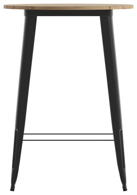Declan Commercial Indoor/Outdoor Round Bar Top Table, 30", Brown/Black