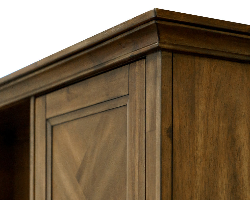 Traditional Wood Hutch With Doors Storage Hutch  Fully Assembled Brown