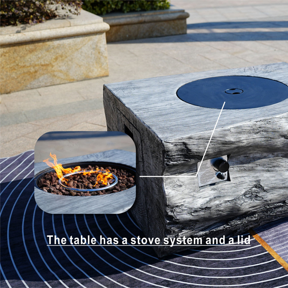 Tree Stump Shape Fire Pit Table With Rain Cover