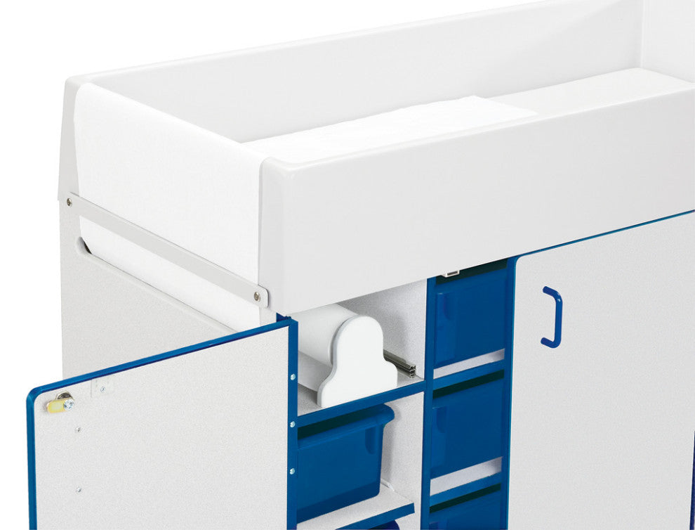 Rainbow Accents Diaper Changer with Stairs - Left - Teal