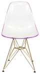Cresco Eiffel Base Molded Dining Chair, Gold Base, Set of 4, White Purple