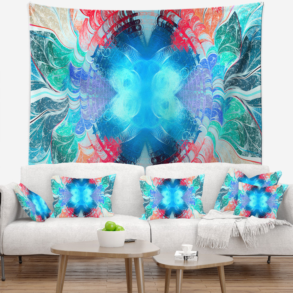 Extraordinary Fractal Blue Texture Abstract Wall Tapestry, 60"x50"