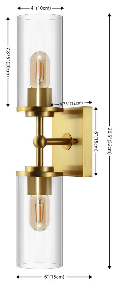 Safavieh Lolita 2 Lt 6" Wall Sconce, Brass