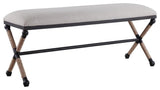 Uttermost Firth Coastal Iron MDF and Fabric Bench in Oatmeal Beige
