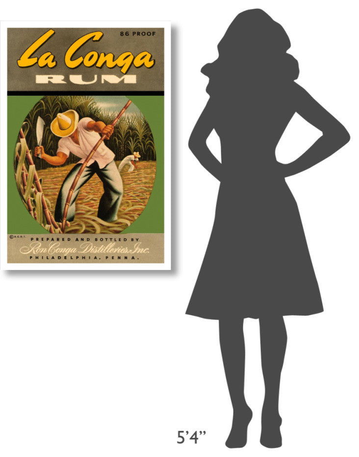 "La Conga Rum" Digital Paper Print by Vintage Booze Labels, 26"x38"